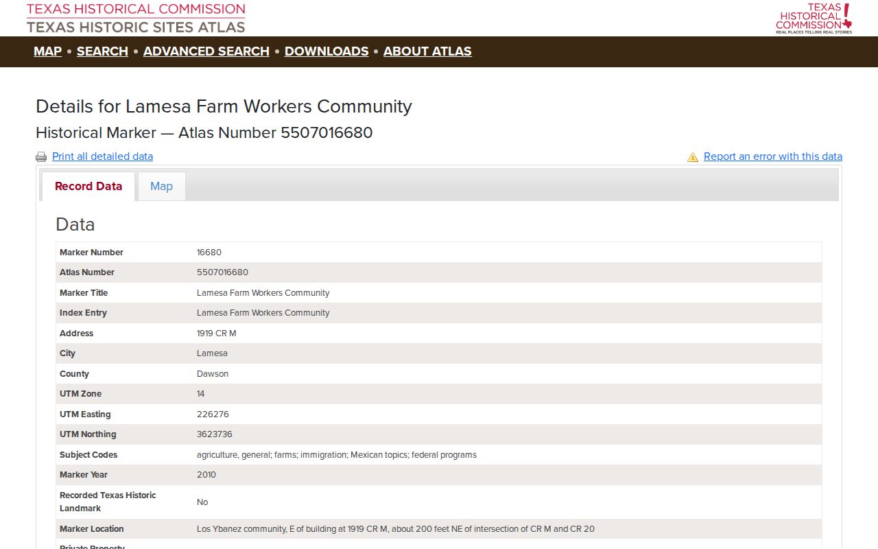 Los Ybanez criminal records context from the Farm Workers Community historical marker
