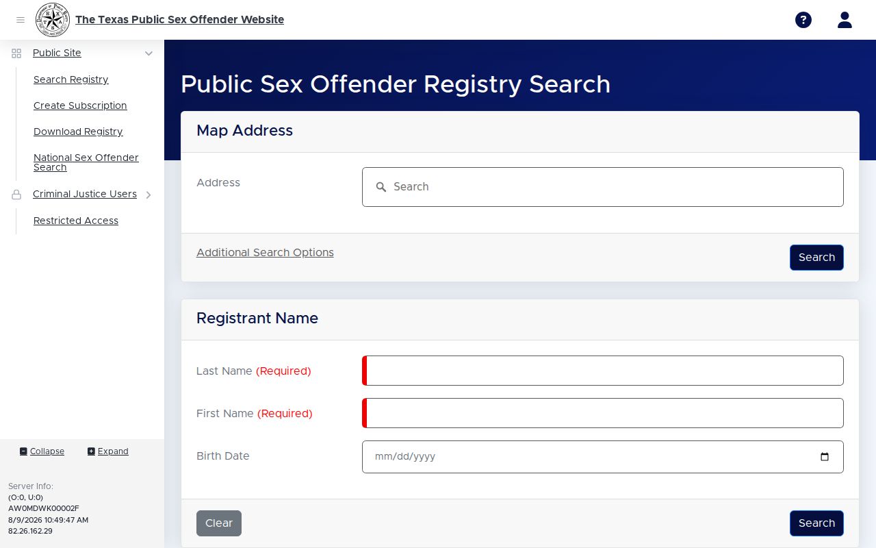 Dawson County sex offender criminal record registry search