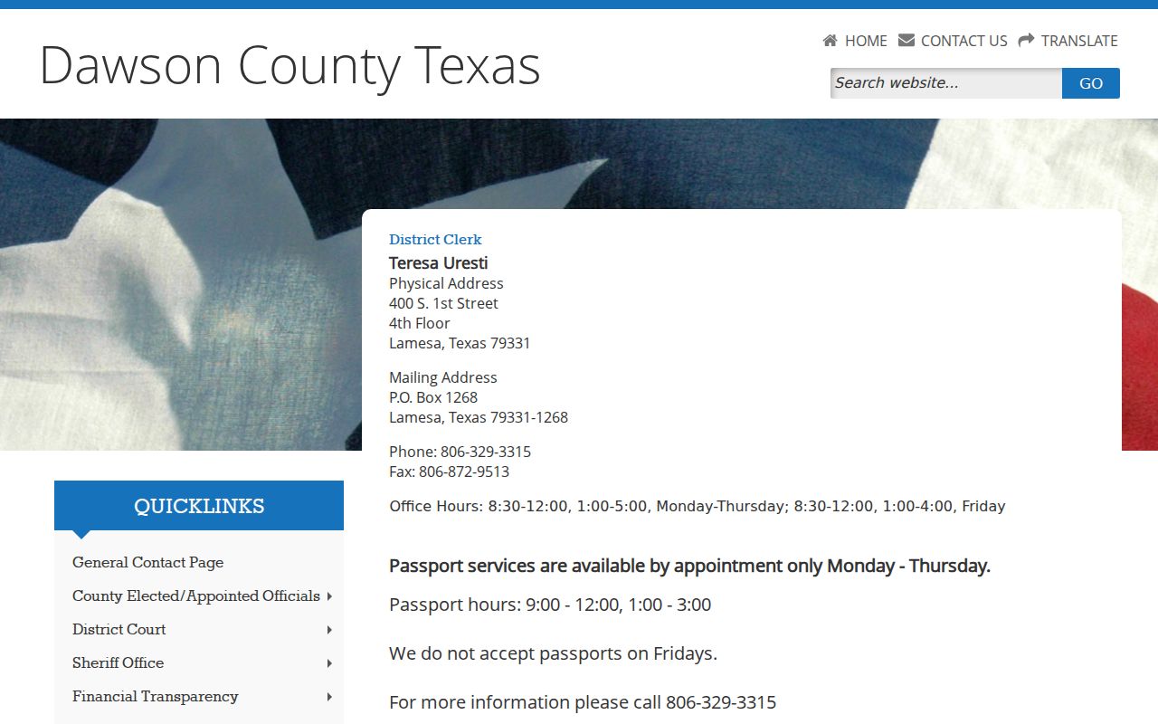 Dawson County felony criminal record District Clerk