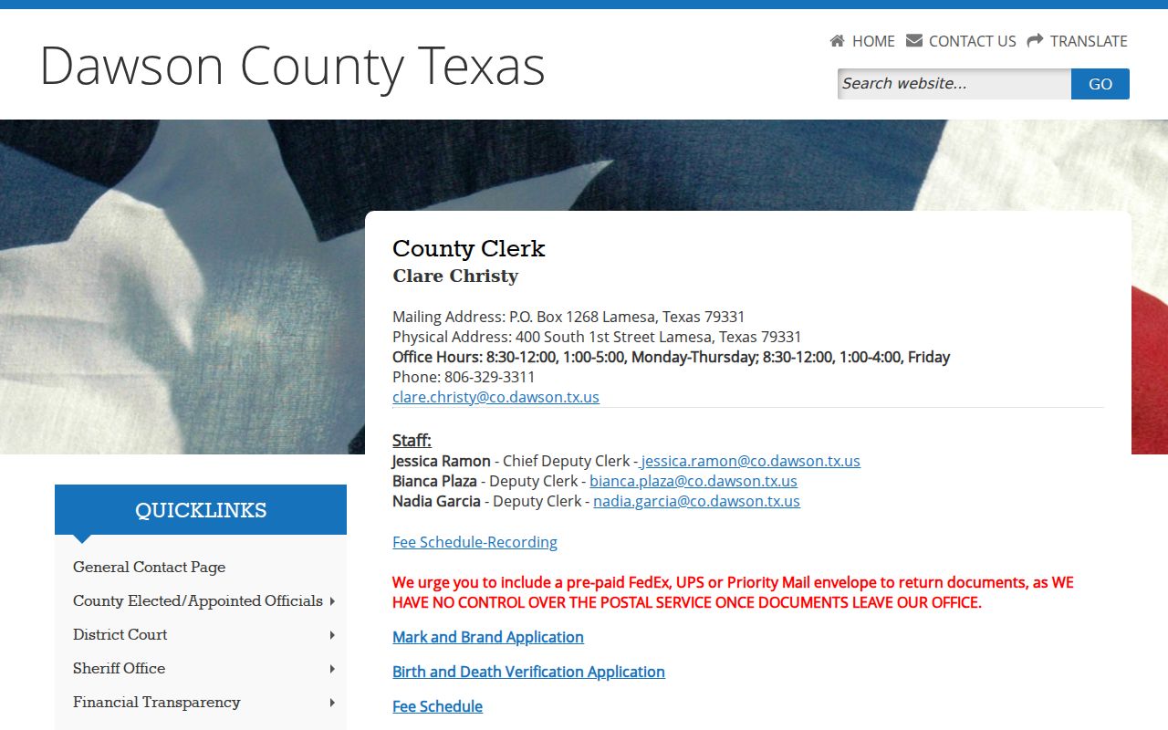 Dawson County misdemeanor criminal records County Clerk